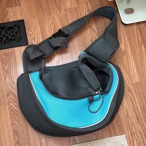 Stylish Black and Blue Sling Bag dog carrier